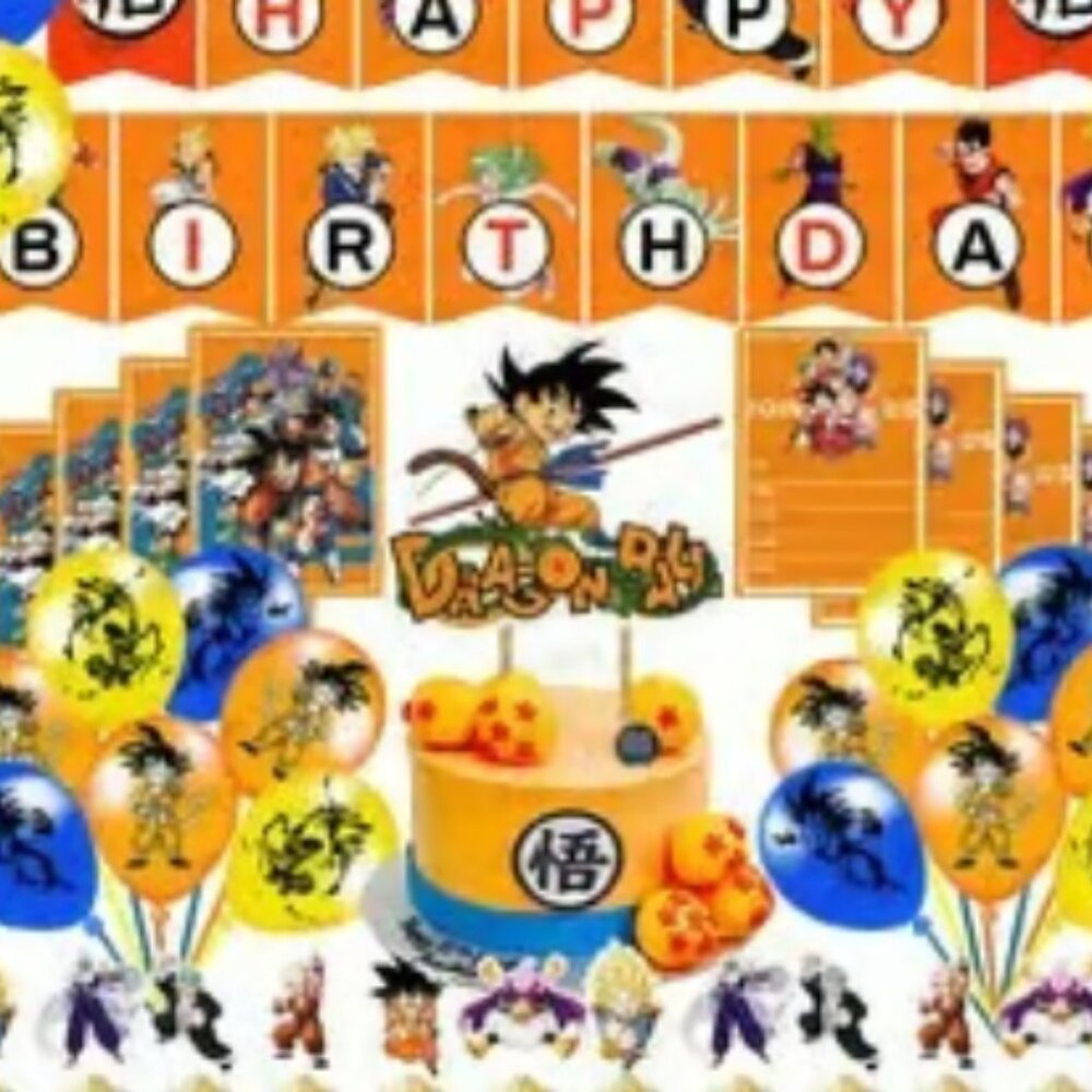 Dragonball Z birthday party decoration, balloons, cake topper, banner